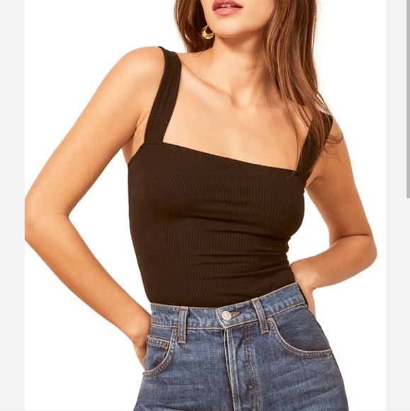 REFORMATION Canyon Knit Ribbed Tank In Cafe Brown. Size Medium - Picture 1 of 10